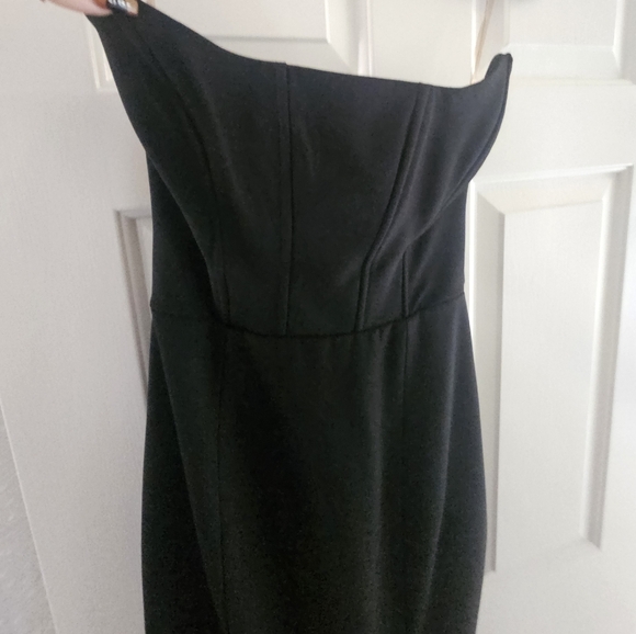House of CB Black Ribbed Strapless Bodycon Dress - Picture 3 of 4